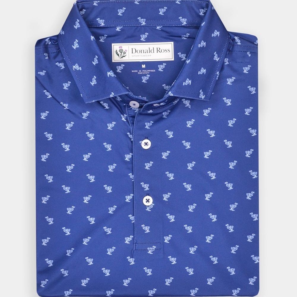 Donald Ross Men's Navy Golf Glencoe Polo Shirt Dodo Print Sz L‎